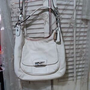 Coach White Shoulder Bag with Silver Hardware